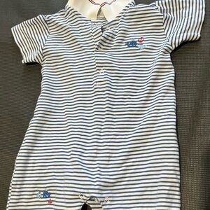 Kissy Kissy Blue and White Striped Bodysuit
